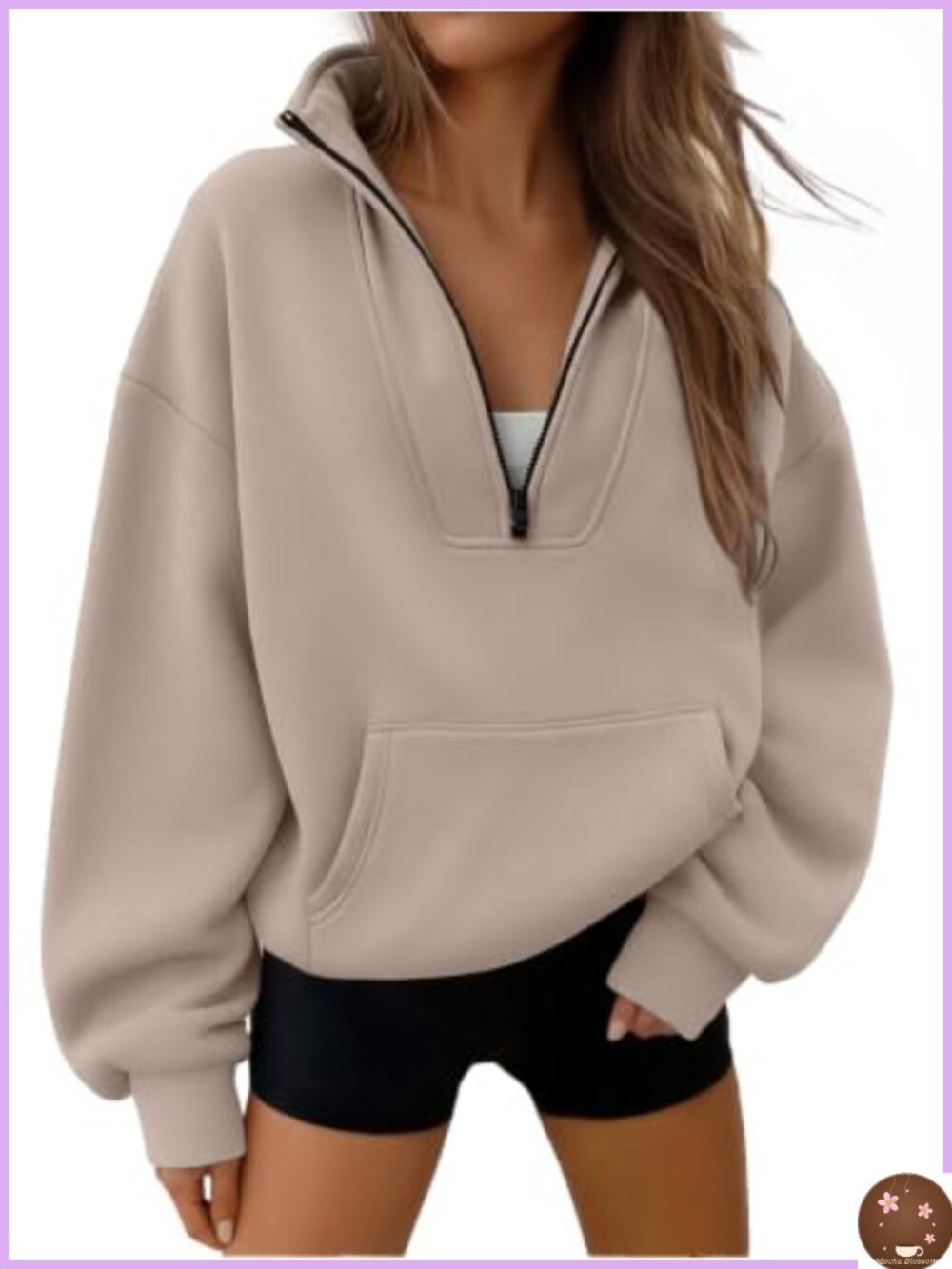 Women's Quarter Zip Pullover Sweatshirt Half Zip Fleece Casual Athletic Top